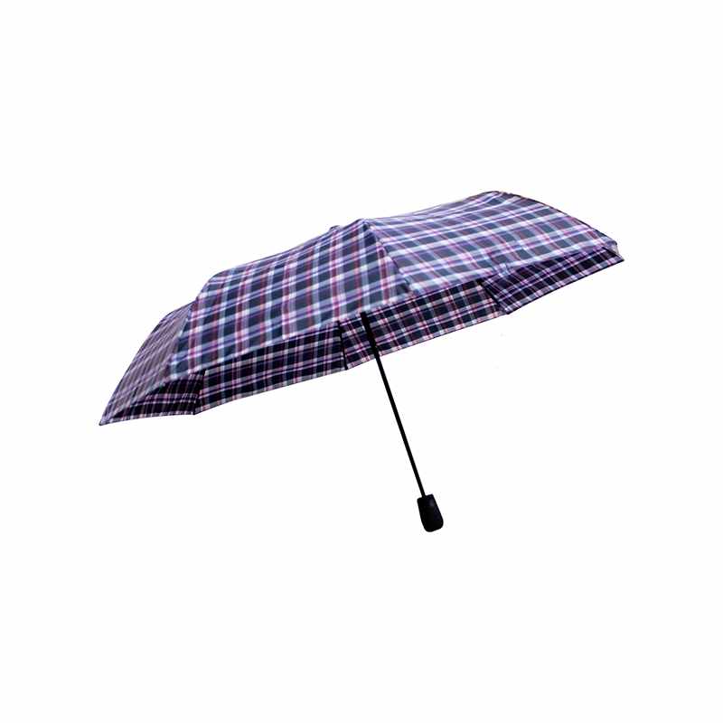 Paraguas Escocés Bolsillo Semiautomático Negro Morado Mango Corto Plástico Textura Suave