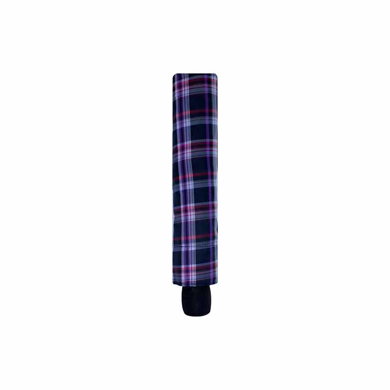 Paraguas Escocés Bolsillo Semiautomático Negro Morado Mango Corto Plástico Textura Suave