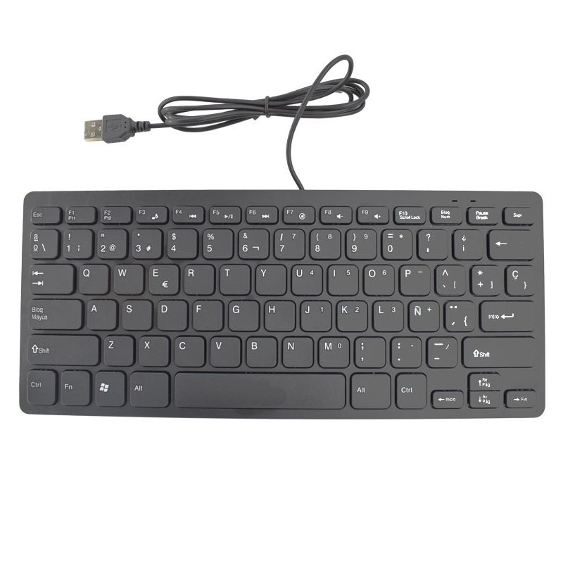 MINI TECLADO ALAMBRICO EN ESPAÑOL USB PARA PC, LAPTOP, MAC, NEGRO
