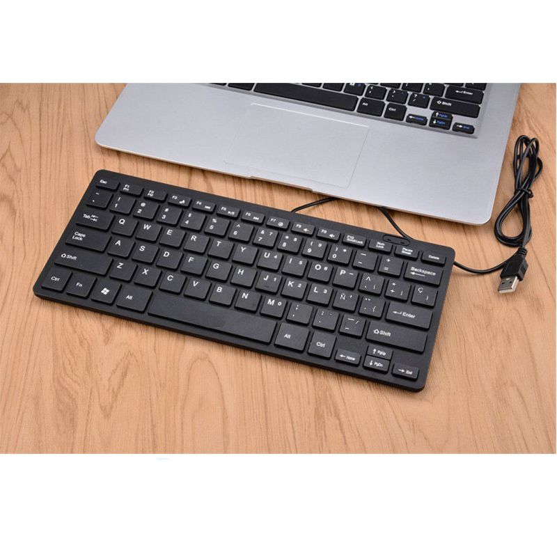 MINI TECLADO ALAMBRICO EN ESPAÑOL USB PARA PC, LAPTOP, MAC, NEGRO