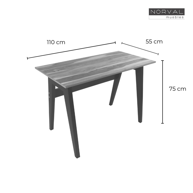 Escritorio Pequeño Moderno Ejecutivo de Melamina y Patas de Madera y cubierta de melamina Parota Norval