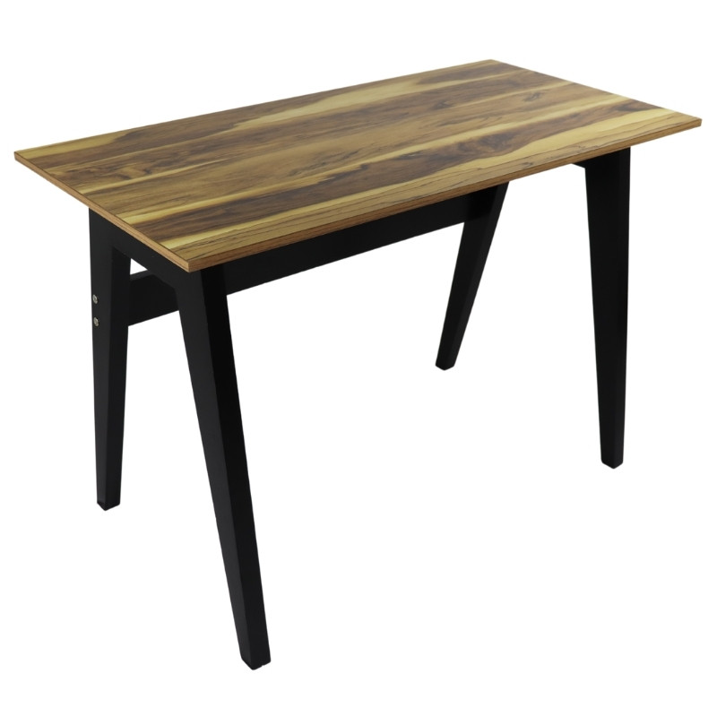 Escritorio Pequeño Moderno Ejecutivo de Melamina y Patas de Madera y cubierta de melamina Parota Norval