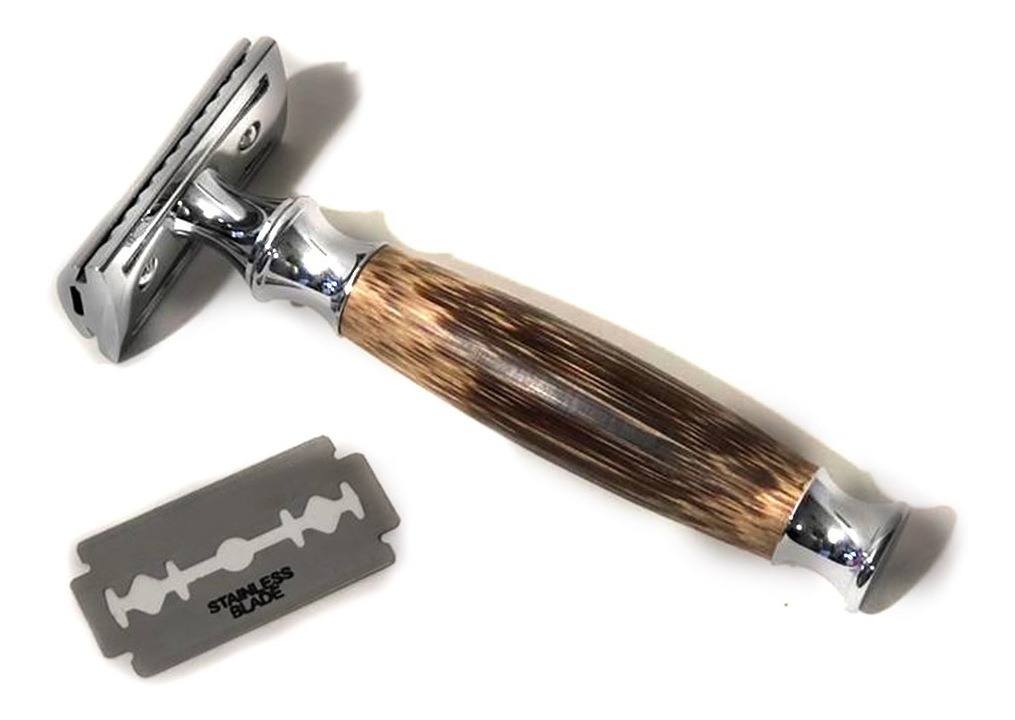 Rastrillo para Afeitar Rasurar Doble Filo de Bambú Unisex 