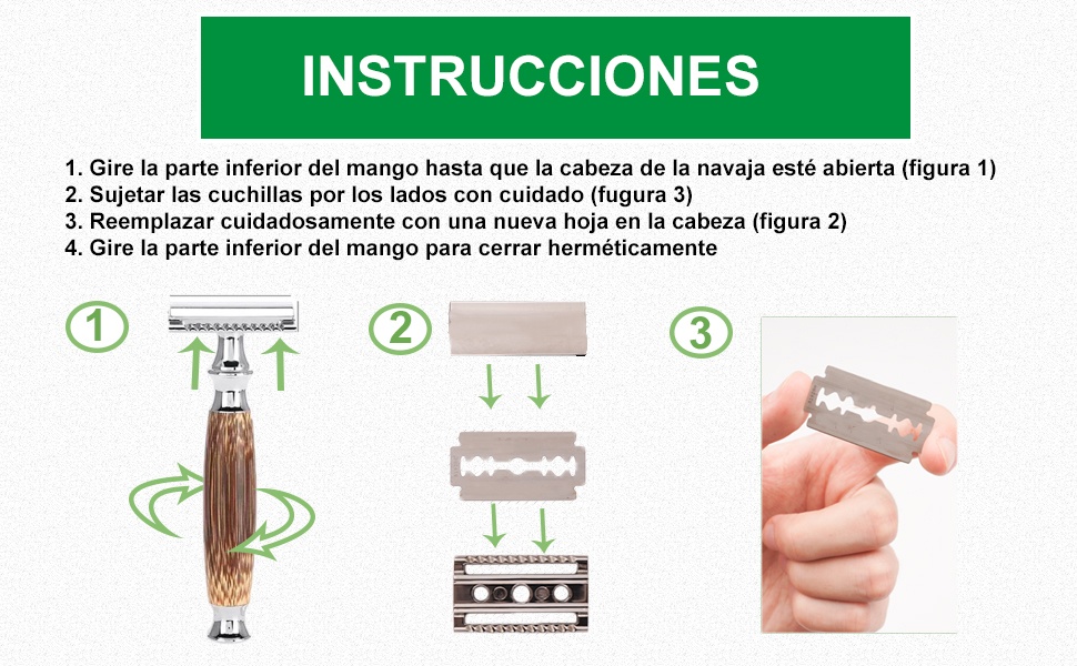 Rastrillo para Afeitar Rasurar Doble Filo de Bambú Unisex 