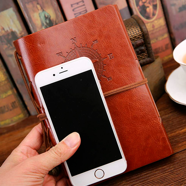 Libreta Vintage Cuaderno De Bolsillo Diario Dibujo Notas - Café Claro 