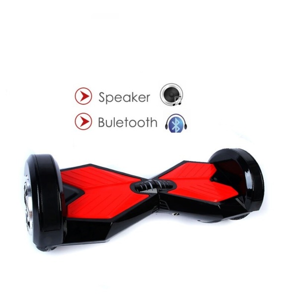 Hoverboard Patineta Eléctrica Scooter de Autobalance Con Luz LED Bocina Bluetooth Llantas 8" (Negro/Rojo)