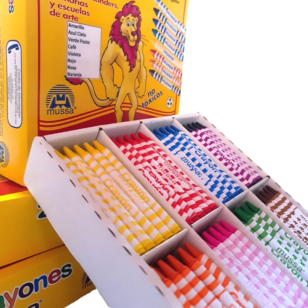 Crayones Caja Colectiva con 200 Crayones Delgados Colores Marca Mussa