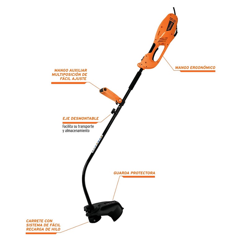 Desbrozadora Eléctrica "MOSCO" PODADORA para Jardinería  Corta Pasto Hierbas Malezas Truper de 1000W DES-1000