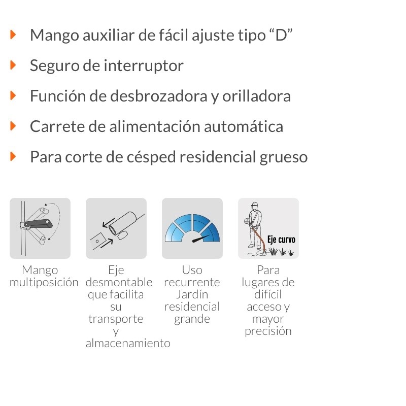 Desbrozadora Eléctrica "MOSCO" PODADORA para Jardinería  Corta Pasto Hierbas Malezas Truper de 1000W DES-1000