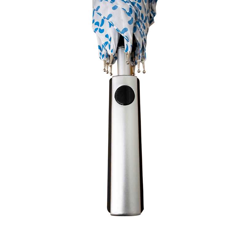 Paraguas Bastón Semiautomático Azul Orilla Floreada Punta Policarbonato Flexible