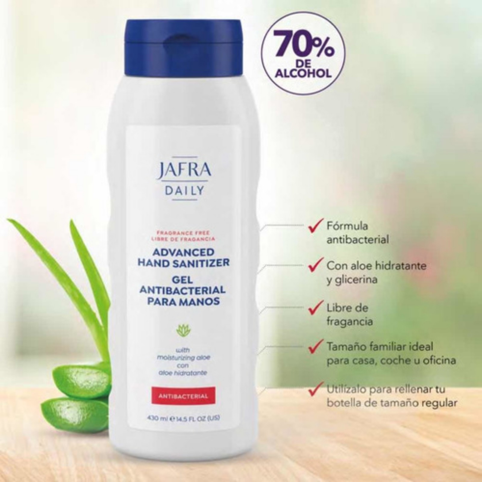 Gel Antibacterial para Manos con Aloe Hidratante by Jafra.
