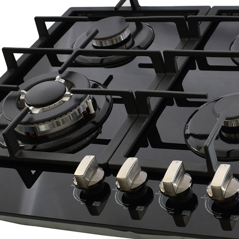 Parrilla de gas empotrable de 6 quemadores SUPRA DIAMOND GLASS de 87cm con cubierta de cristal templado negro