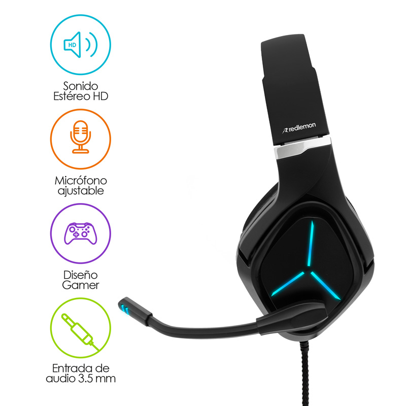 Audífonos Gamer HD de Diadema Luz LED Mod. G4000 Redlemon