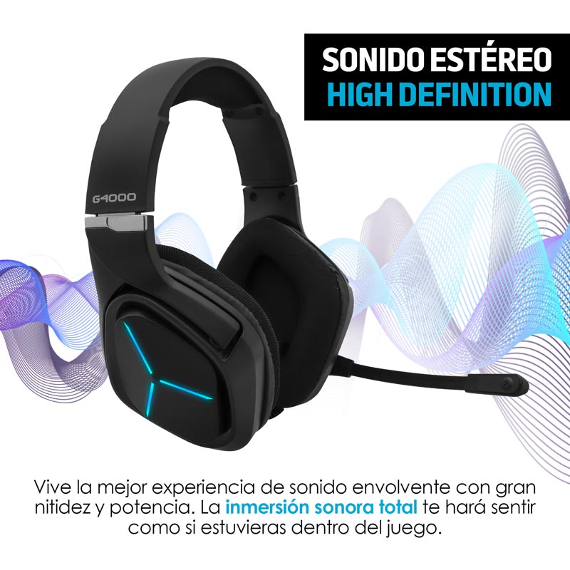 Audífonos Gamer HD de Diadema Luz LED Mod. G4000 Redlemon