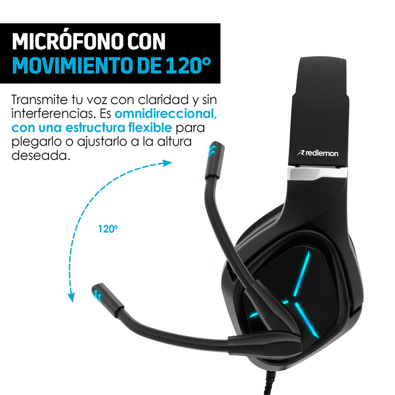 Audífonos Gamer HD de Diadema Luz LED Mod. G4000 Redlemon