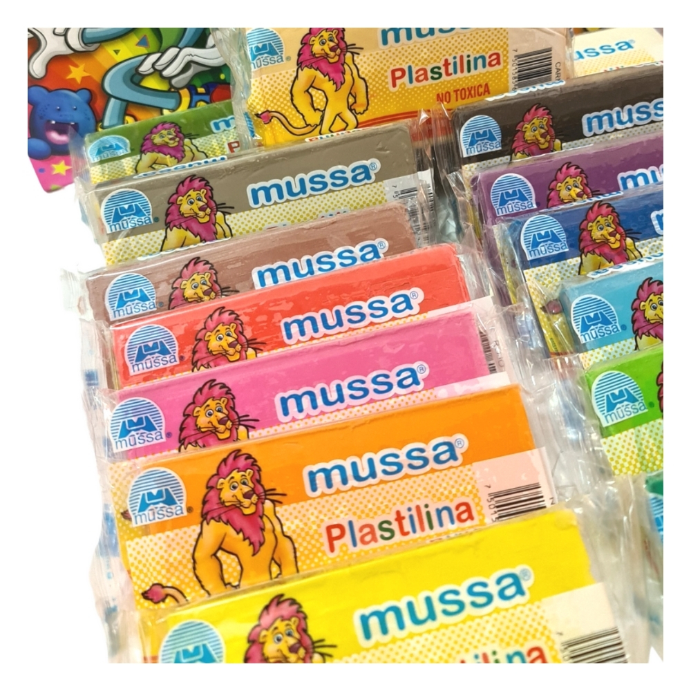 Kit Completo 15 Barras de Plastilina Colores Surtidos 110 grs. Marca Mussa