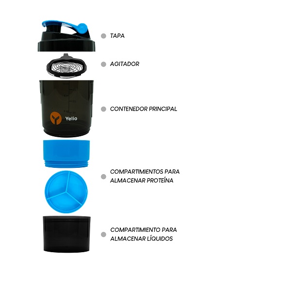 Vaso Shaker Mezclador Para Proteína Agitador.  Azul
