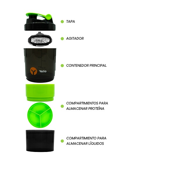 Vaso Shaker Mezclador Para Proteína Agitador. Verde