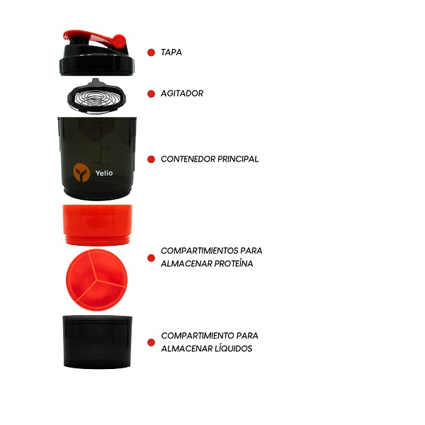 Vaso Shaker Mezclador Para Proteína Agitador. Rojo