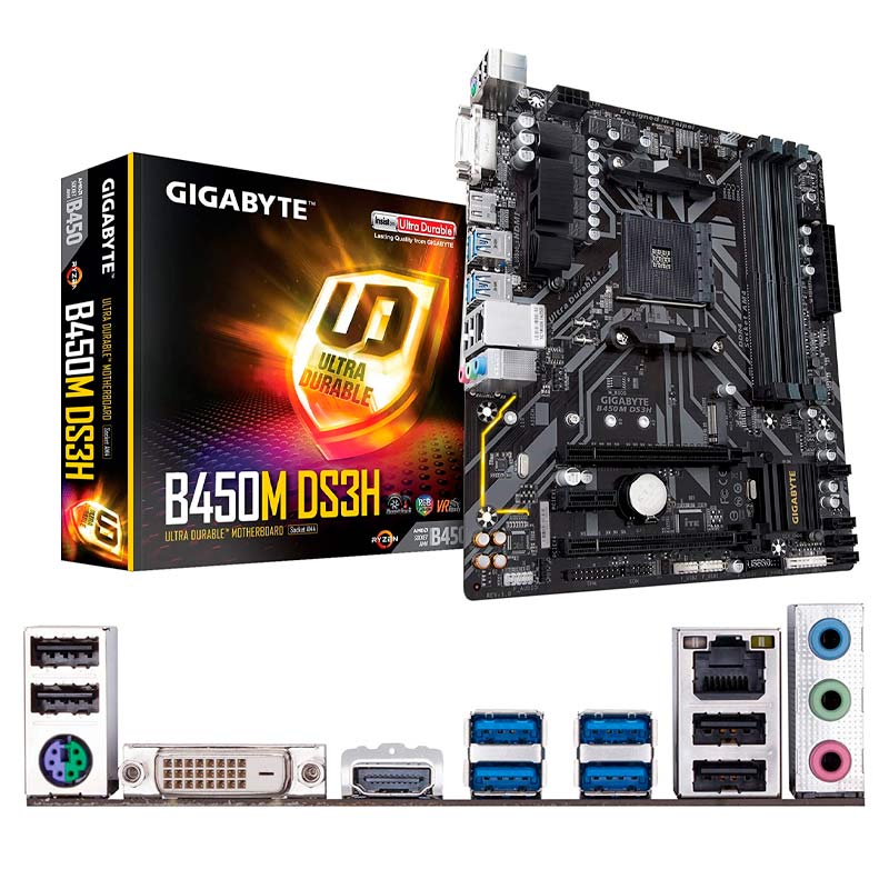 Gigabyte B450M DS3H - Placa base Micro ATX AMD Ryzen AM4, DDR4, PCIe Gen3 M.2