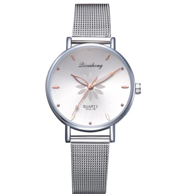 Reloj Para Dama Blanco De Acero Inoxidable Elegante Calidad Premium