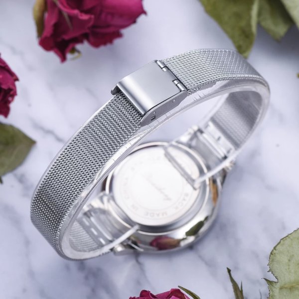 Reloj Para Dama Blanco De Acero Inoxidable Elegante Calidad Premium