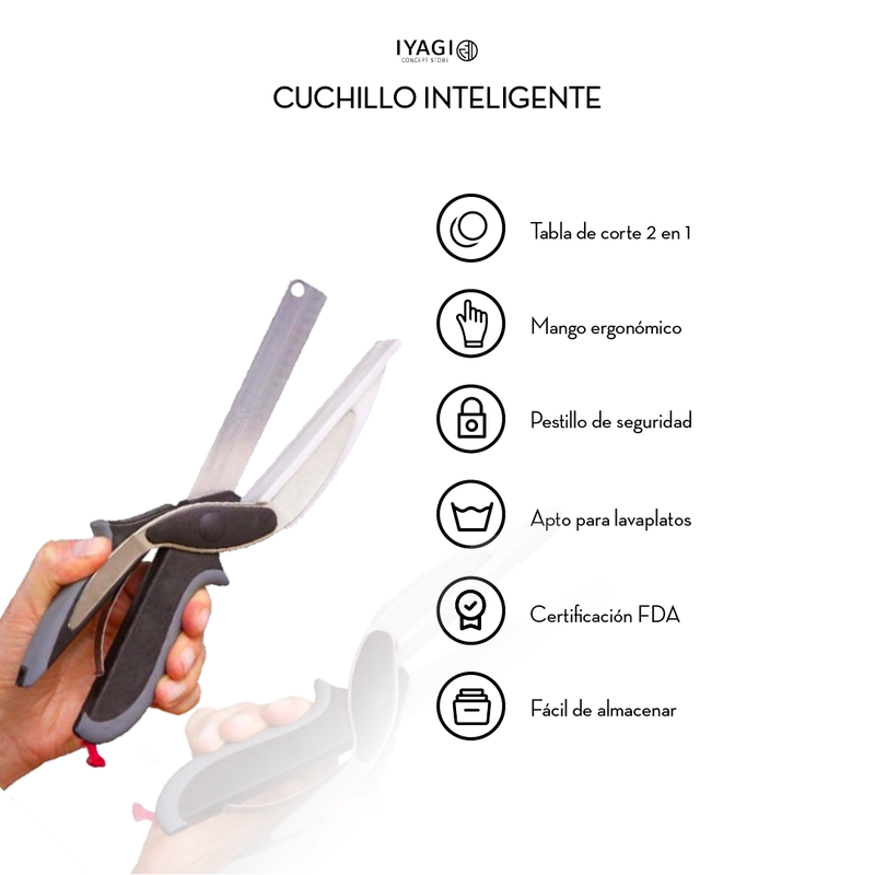 Cuchillo Inteligente Con Tabla De Corte 2 En 1