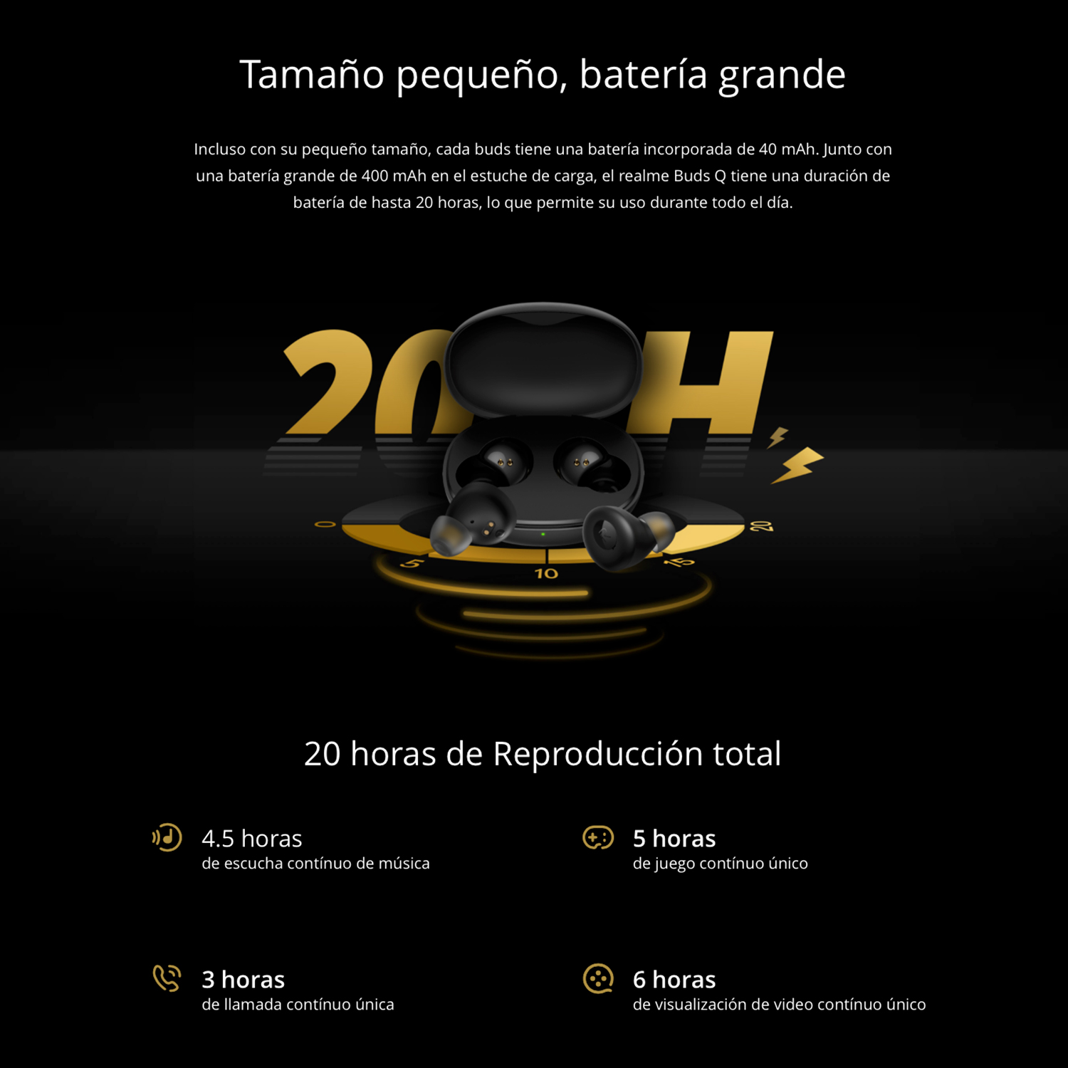 Audífonos Inalámbricos realme Buds Q Bluetooth 5.0 Amarillos