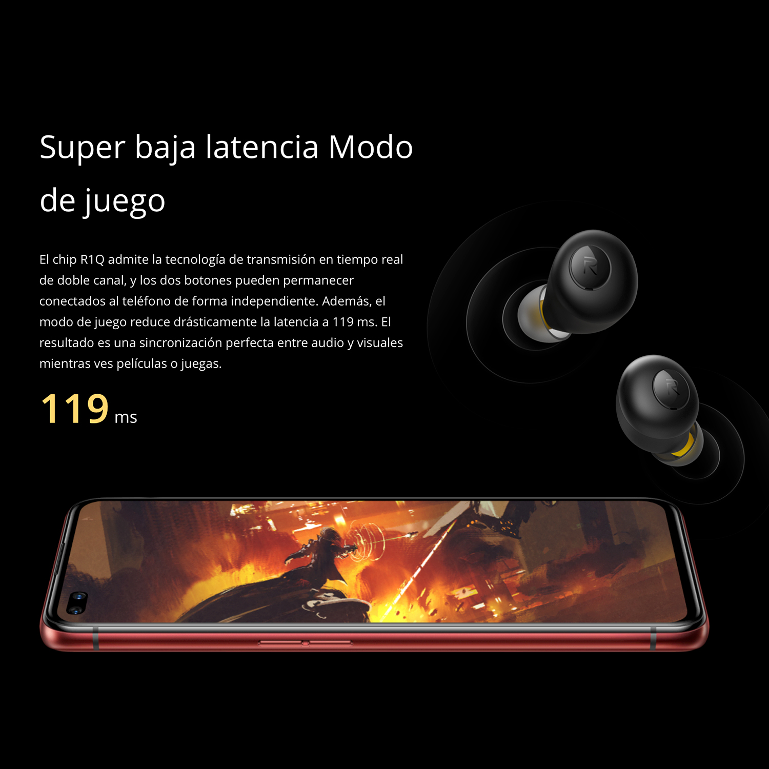 Audífonos Inalámbricos realme Buds Q Bluetooth 5.0 Amarillos