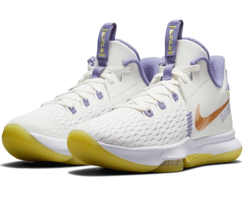 TENIS NIKE LEBRON WITNESS 5 BASQUETBOL BLANCO ORO HOMBRE CQ9380 102