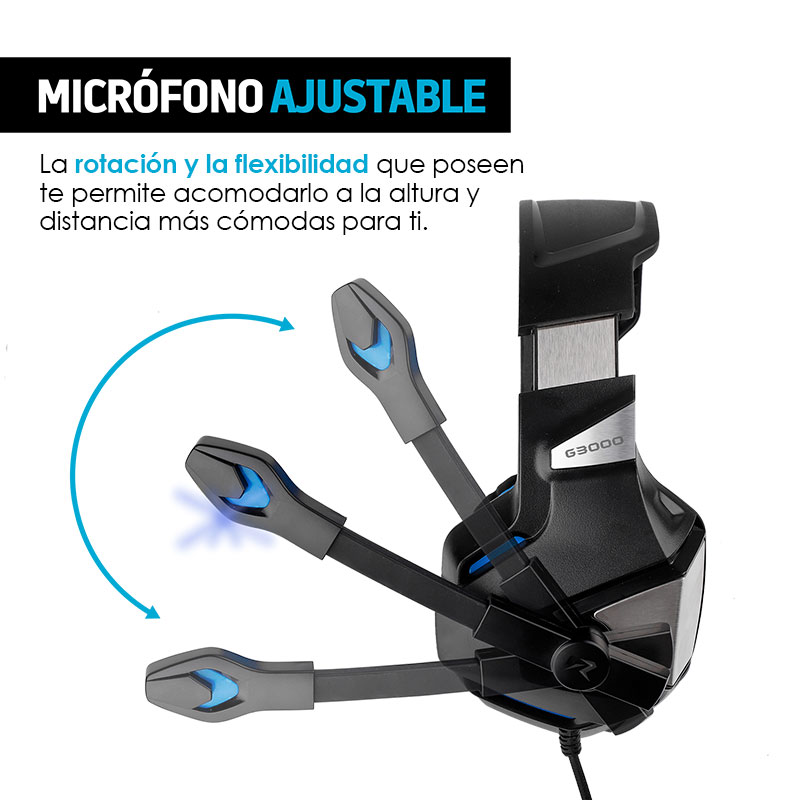 Audífonos Gamer Pro con Luz LED Sonido HD 360 G3000 Redlemon