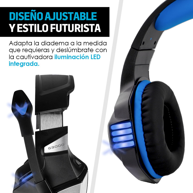 Audífonos Gamer Pro con Luz LED Sonido HD 360 G3000 Redlemon