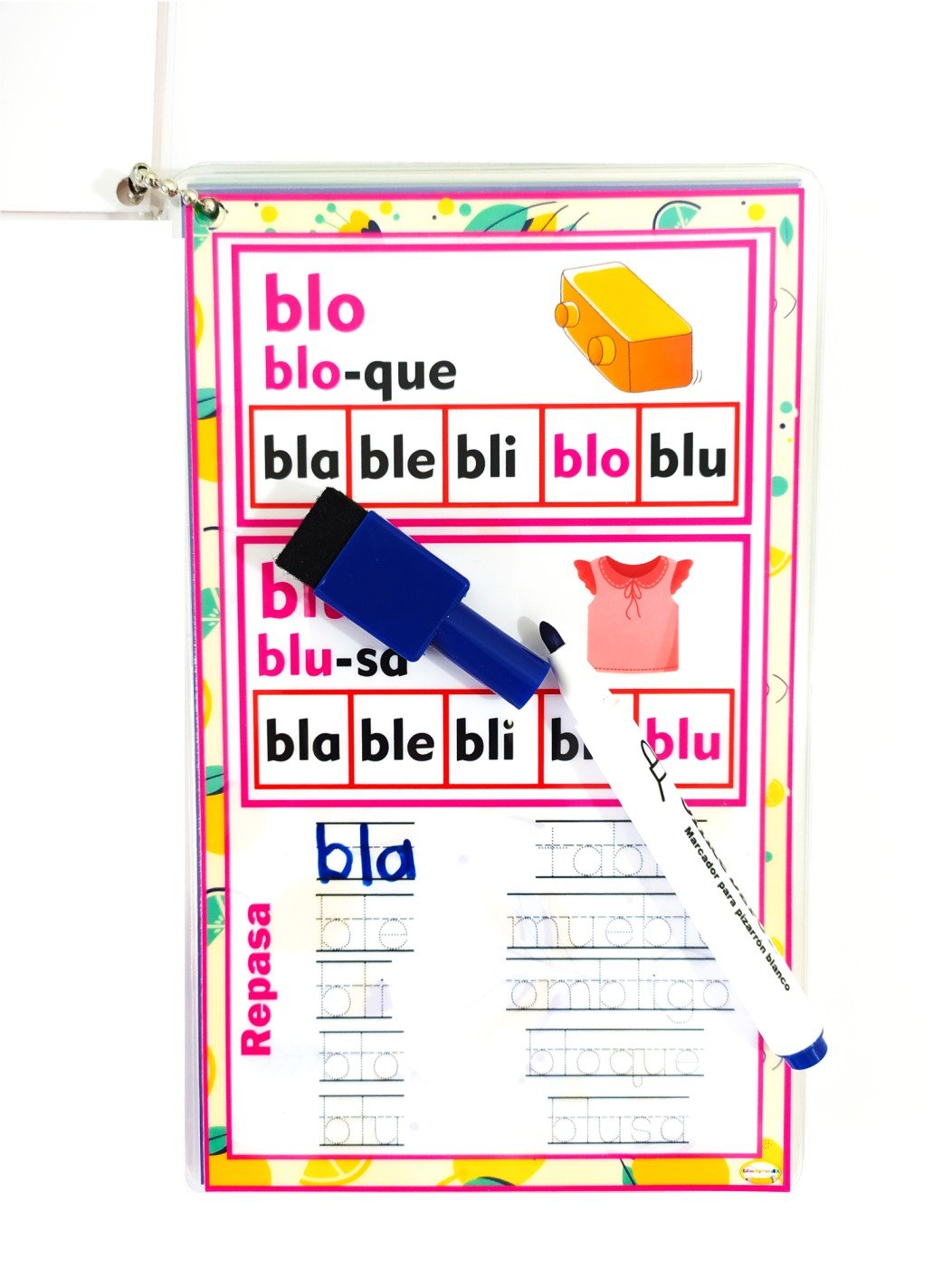 Tarjetas Sílabas compuestas Mágicas Borrables