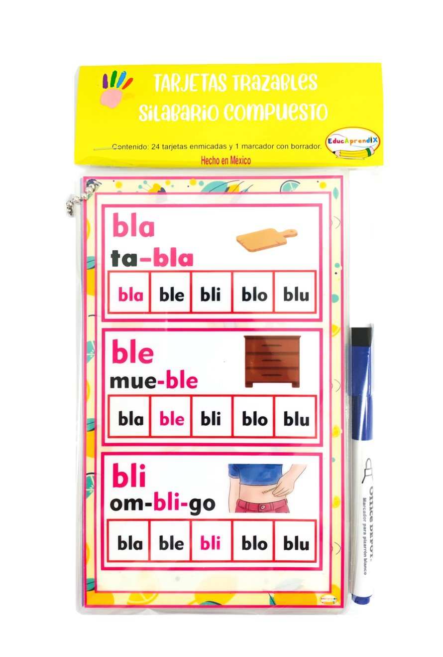Tarjetas Sílabas compuestas Mágicas Borrables