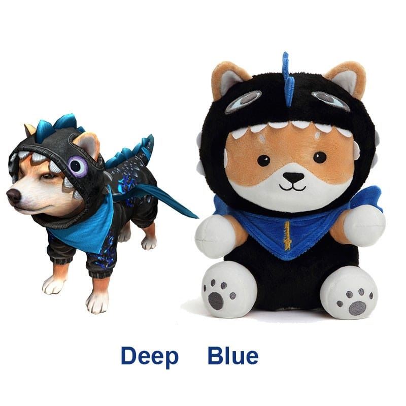 Peluche de Perro Free Fire Con traje de dinosaurio
