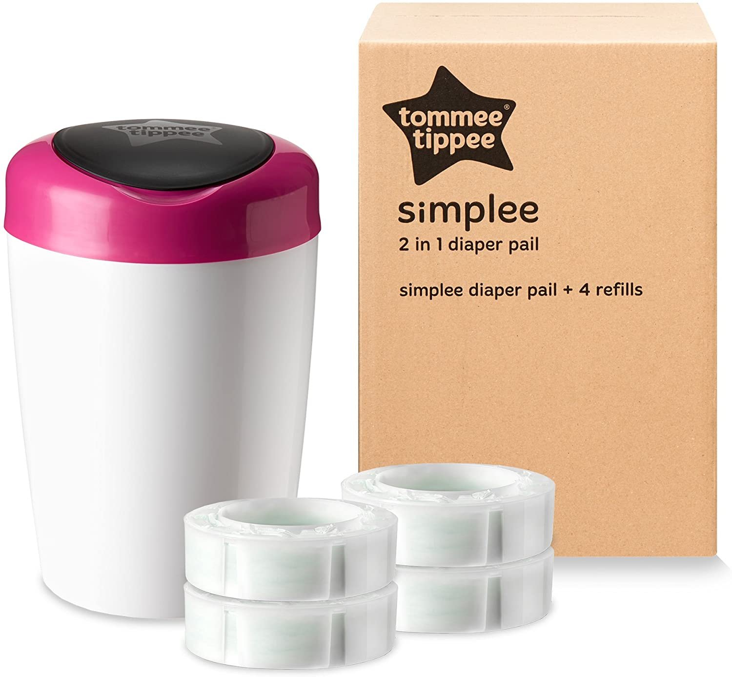 Tommee Tippee Simplee White cubo de basura para pañales + estuche de  recambio