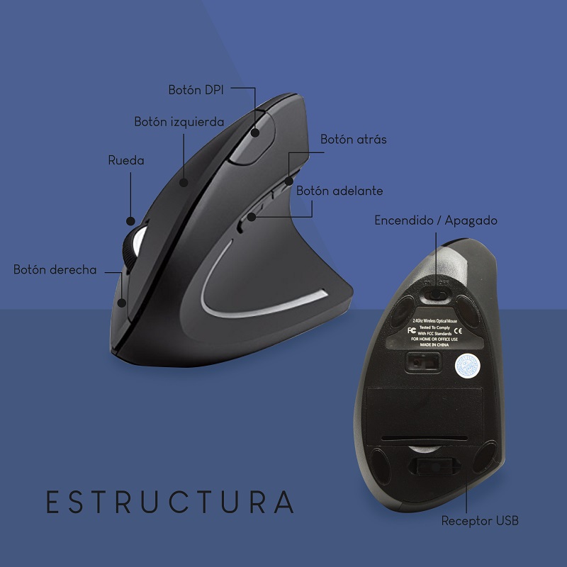 Mouse Vertical Ergonomico Raton Inalámbrico 2,4ghz