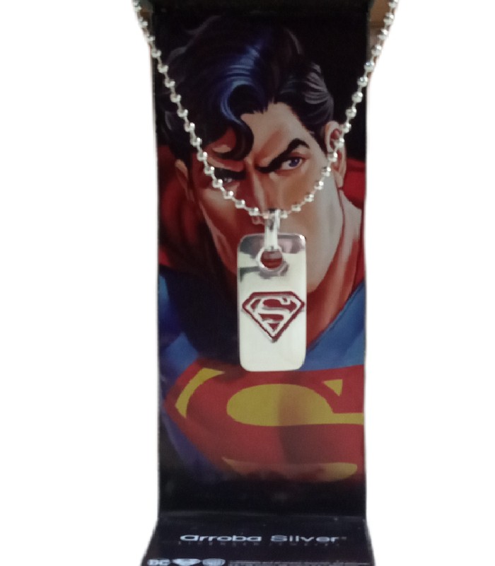 Collar con dije tag logo Superman original DC comics de colección