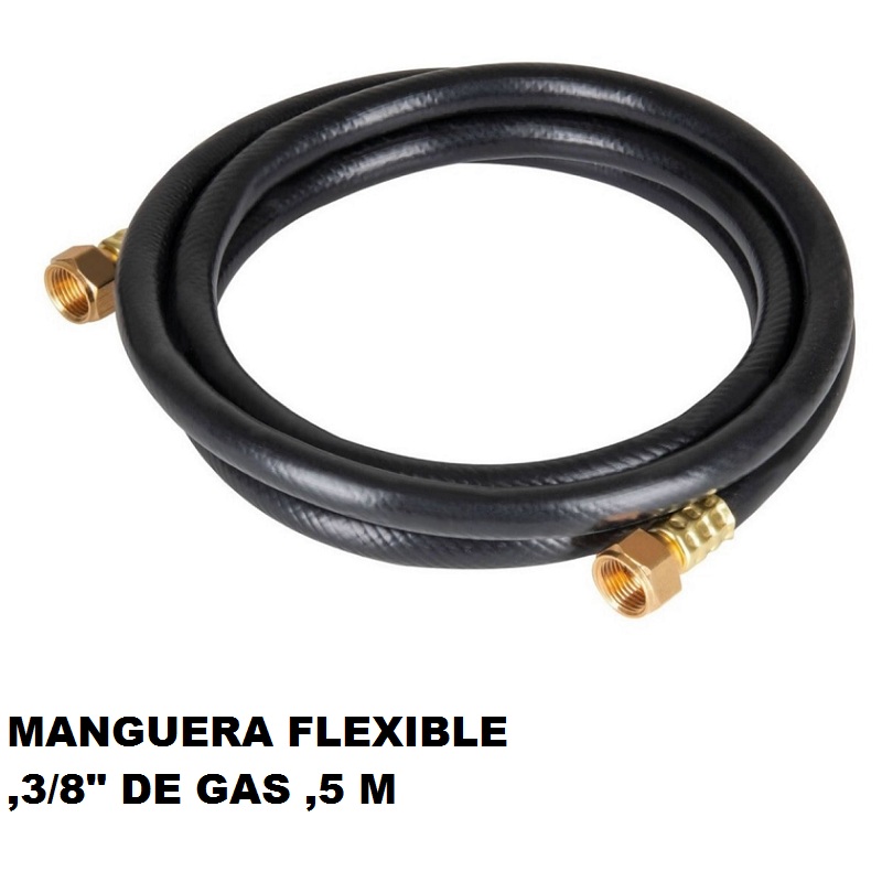 MANGUERA FLEXIBLE NEGRA  PVC GAS 3/8 PULG X 5 M ALTA PRESION FOSET 