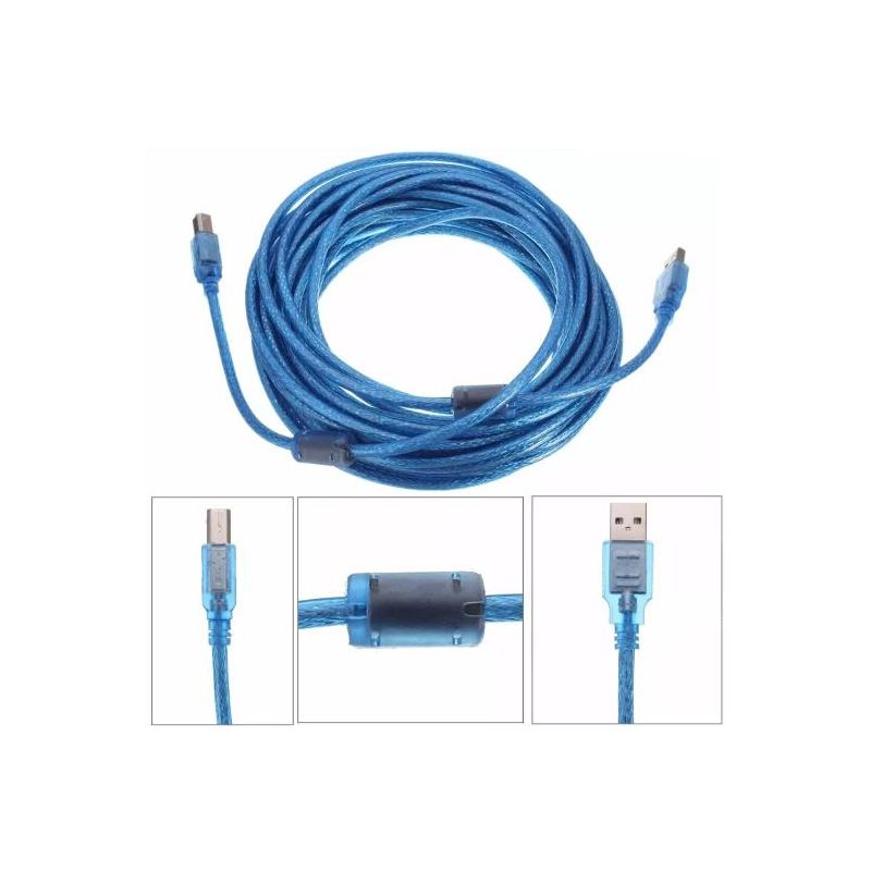 CABLE PARA IMPRESORA , ESCANER, MINI PRINTER, ETC USB-A A USB-B, 3 METROS, REFORZADO, AZUL