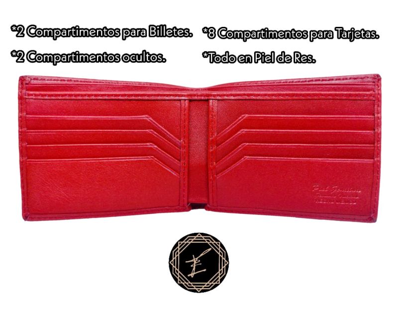 Cartera Color Rojo Maranello En Piel. 100% Piel