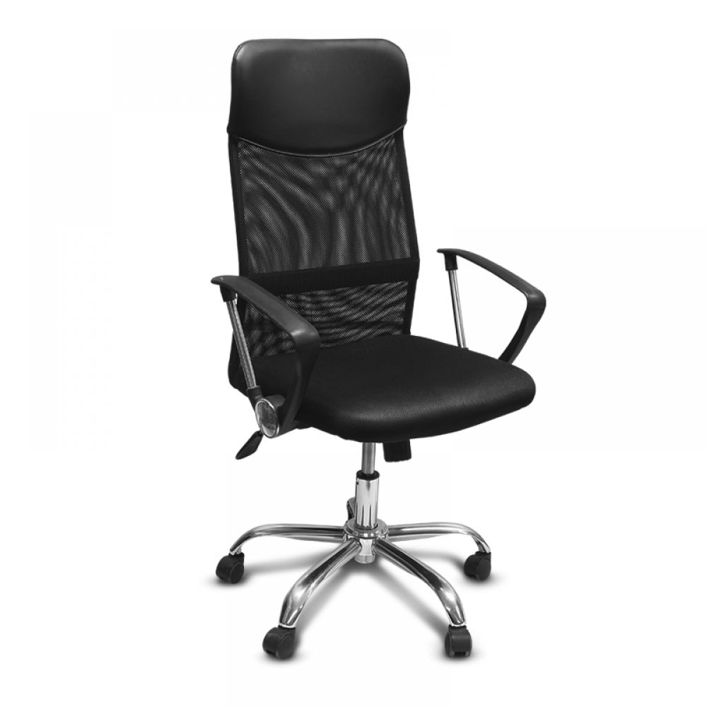 Silla Ejecutiva con Respaldo Alto De Malla Anti Transpiraste Base Metálica