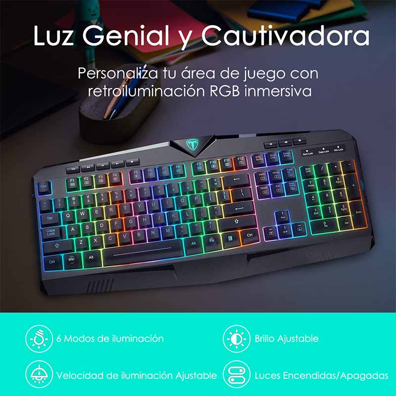 Teclado Gamer Alambrico Rgb Con Cable Usb Para Pc Y Mac