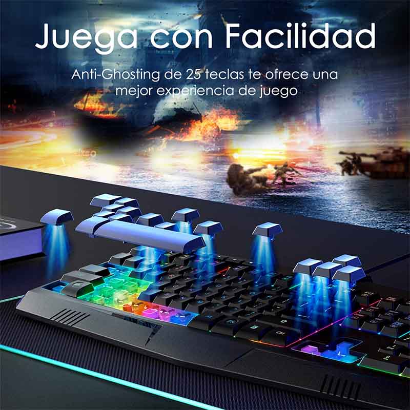 Teclado Gamer Alambrico Rgb Con Cable Usb Para Pc Y Mac