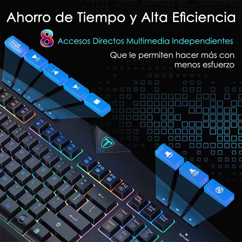 Teclado Gamer Alambrico Rgb Con Cable Usb Para Pc Y Mac