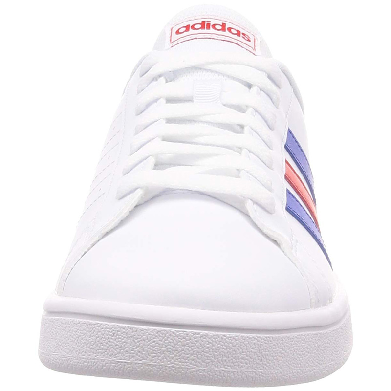 Tenis Adidas Grand Court Base EE7901 Blanco Franjas Azul Rojo Hombre