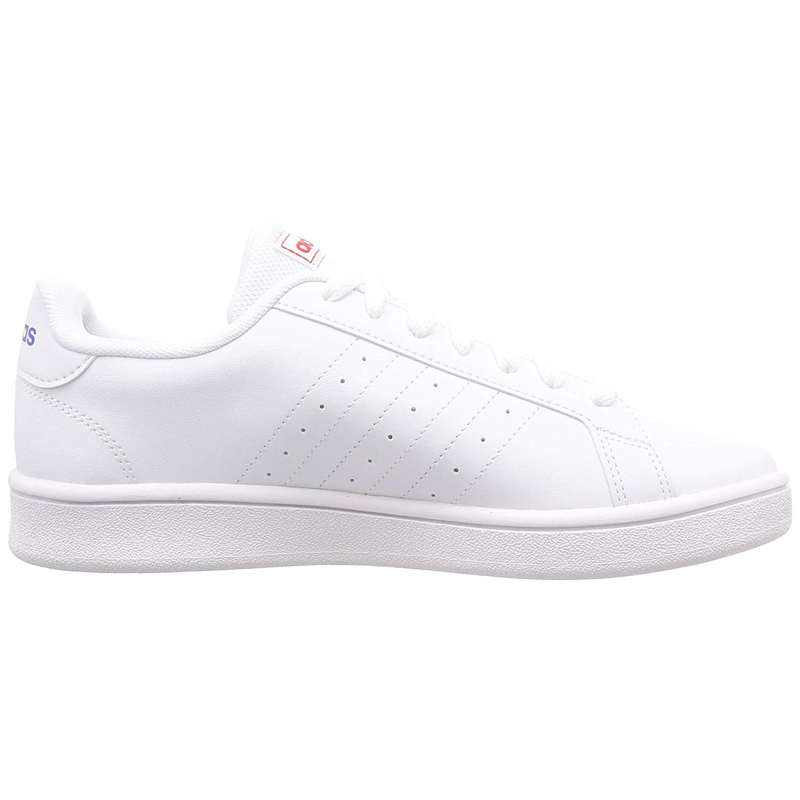 Tenis Adidas Grand Court Base EE7901 Blanco Franjas Azul Rojo Hombre