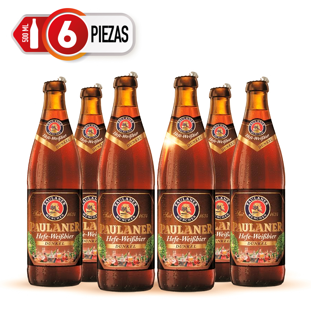 Six Pack Cerveza Paulaner Hefe-weissbier Dunkel 500ml C/u