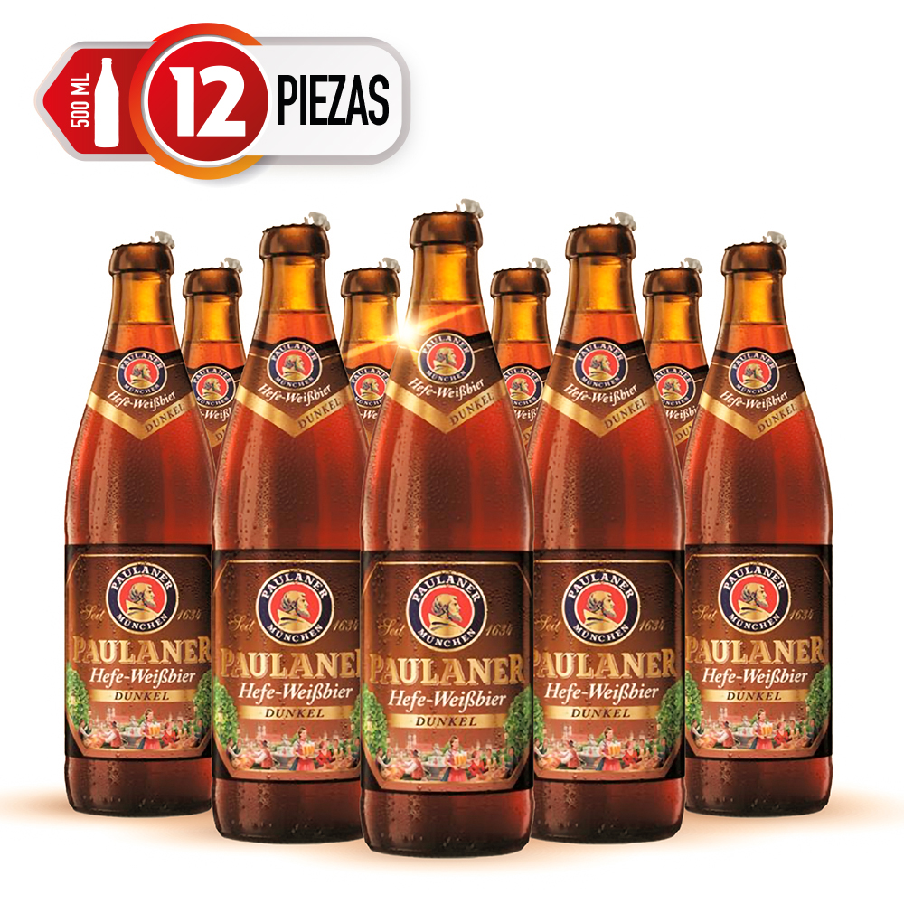 12 Pack Cerveza Paulaner Hefe-weissbier Dunkel 500ml C/u