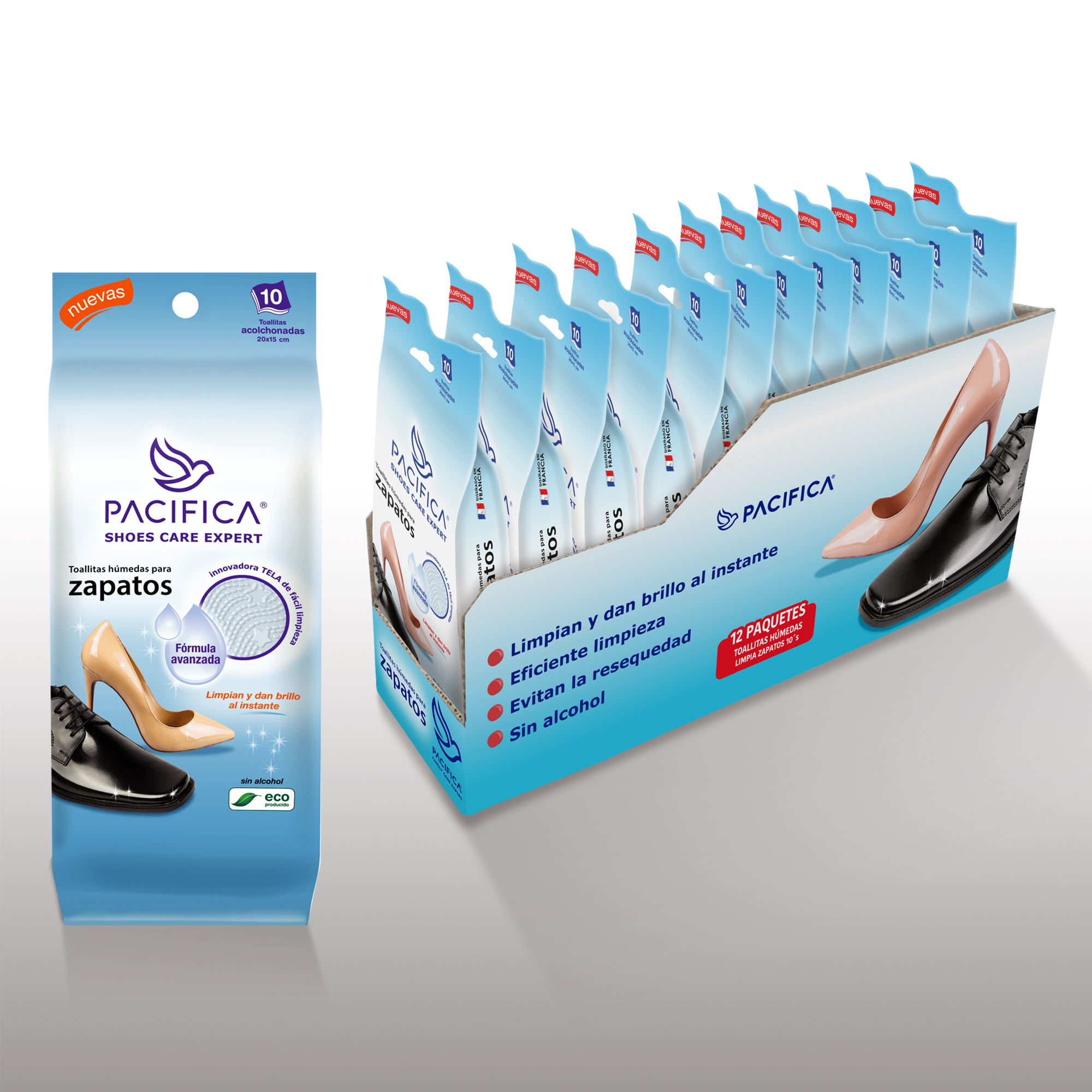 Toallitas Húmedas Pacifica Limpia Zapatos 120 Toallitas